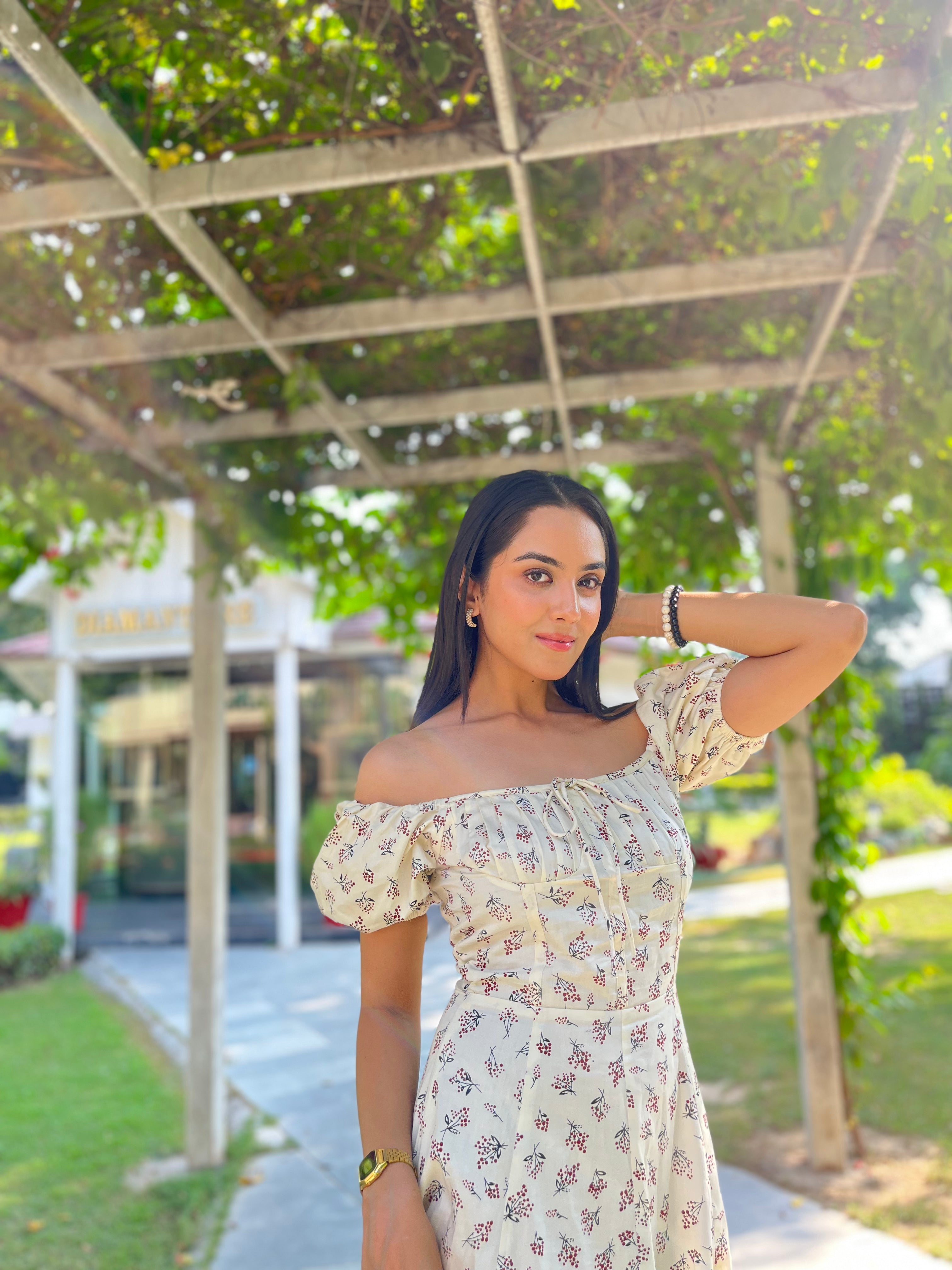 Vintage Floral Midi Dress