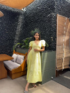 Butter Yellow Pleated Maxi Dress - ODDNY