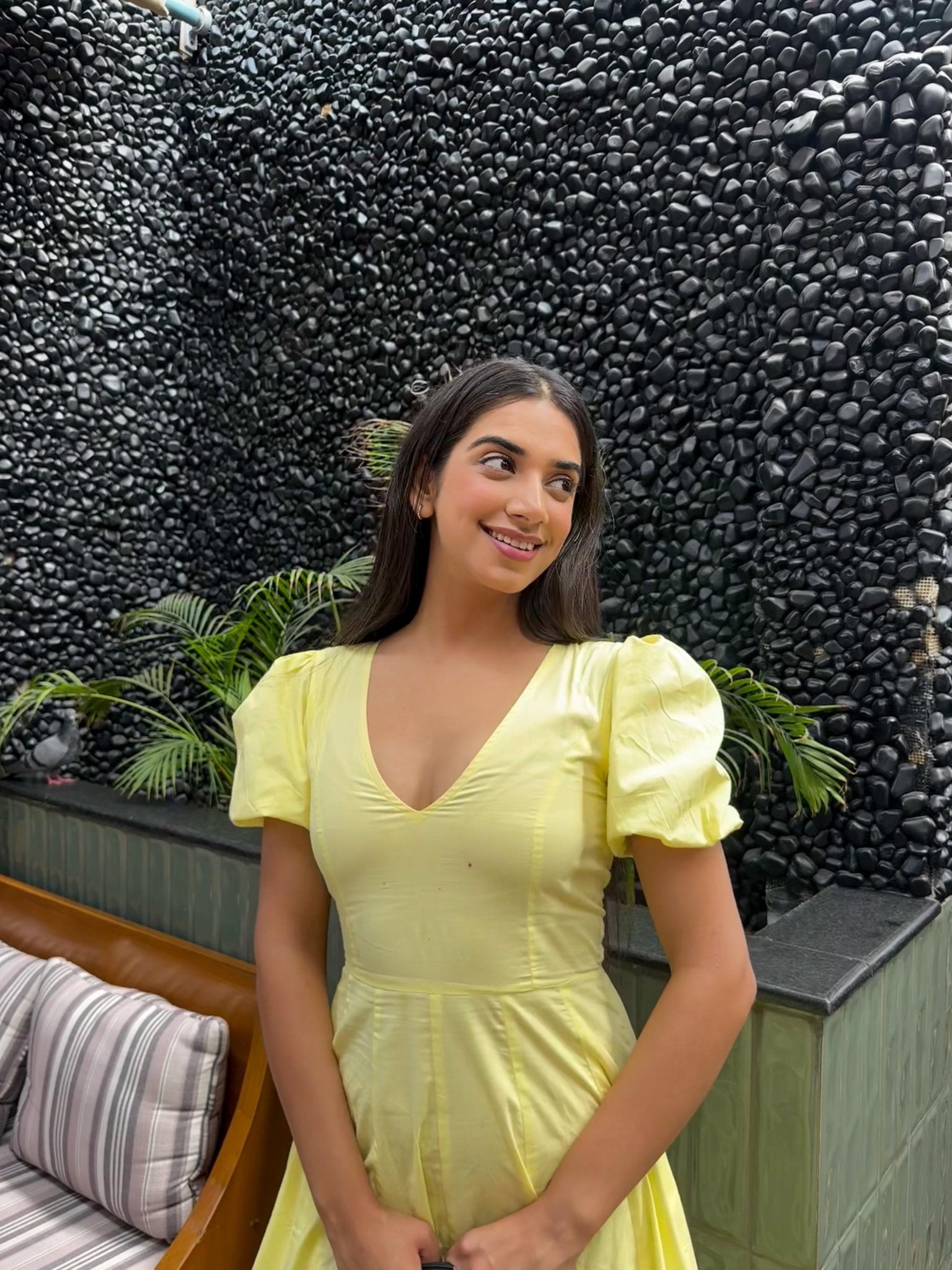 Butter Yellow Pleated Maxi Dress - ODDNY