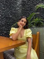 Butter Yellow Pleated Maxi Dress - ODDNY